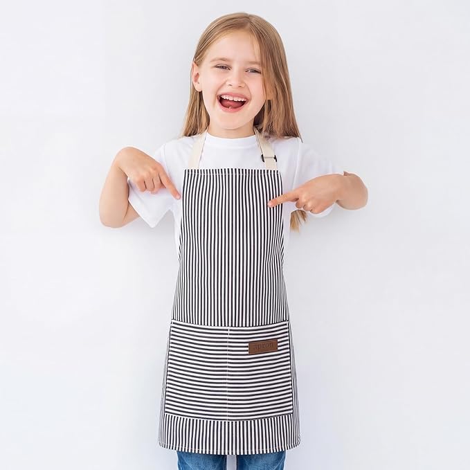 2 Pack Stripes Kids Apron, Kids Cooking Aprons - Image 7