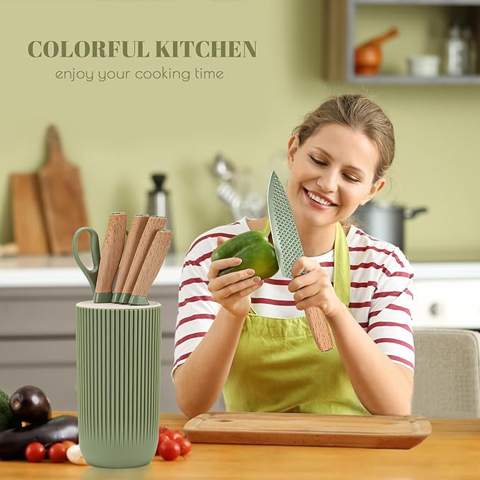 Kitchen Knife Set, Retrosohoo 6-Pieces Green Sharp Knife Set - Image 6