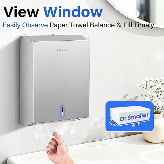 Commercial Paper Towel Dispenser Wall Mount, Stainless Steel C-Fold Multifold - Image 5