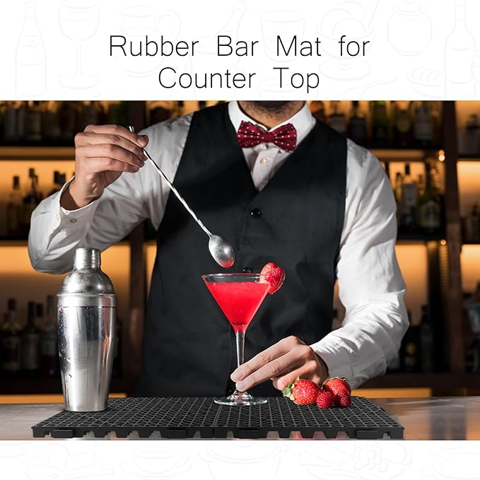 Tioncy 24 Pcs Bar Countertop Supplies Interlocking Mats 12 x 12 Inch Rubber - Image 5