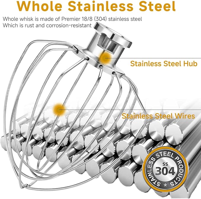 K45WW Whisk Attachment for 4.5 5 QT KitchenAid Tilt-Head Stand Mixer, 6 Wire - Image 8