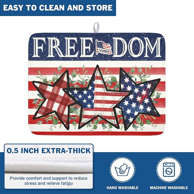 4th of July Dish Drying Mat 24x18 Inch, Patriotic Drying Mat - Image 5