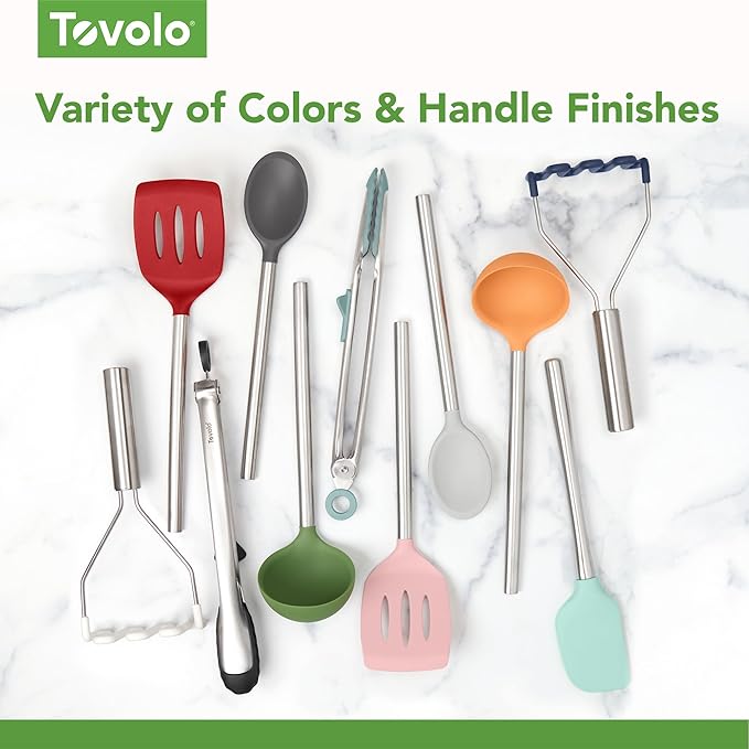 Tovolo Silicone Ladle with Stainless Steel Handle Blue Slate Soup Ladle Large - Image 6