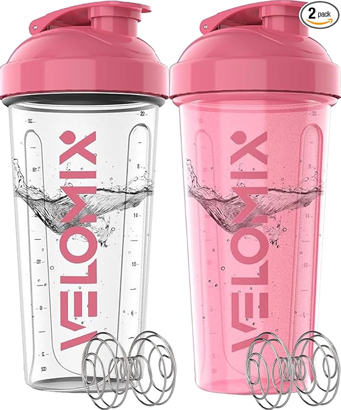 VELOMIX -2 Pack- 28 oz Protein Shaker Bottles by VELOMIX
