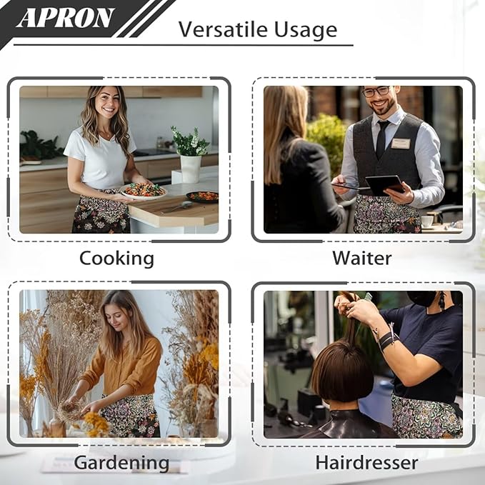 Server Apron with 3 Pockets, Waterproof Oil Waitress Waiter Half Apron - Image 5
