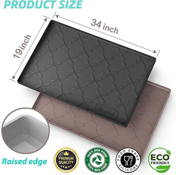 SIKADEER Under Sink Mat Waterproof 34" x 19", Silicone Mat Kitchen Drawer Shelf - Image 3