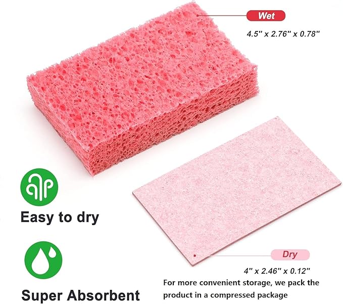 Kitchen Sponges, Heavy Duty Scrub Kitchen Sponge, Clean Tough Messes Without - Image 6