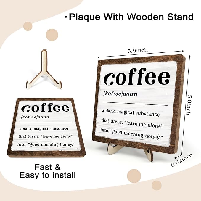 Coffee Bar Sign Plaque for Coffee Bar Station, Vintage Wooden Java Sign Decor - Image 2