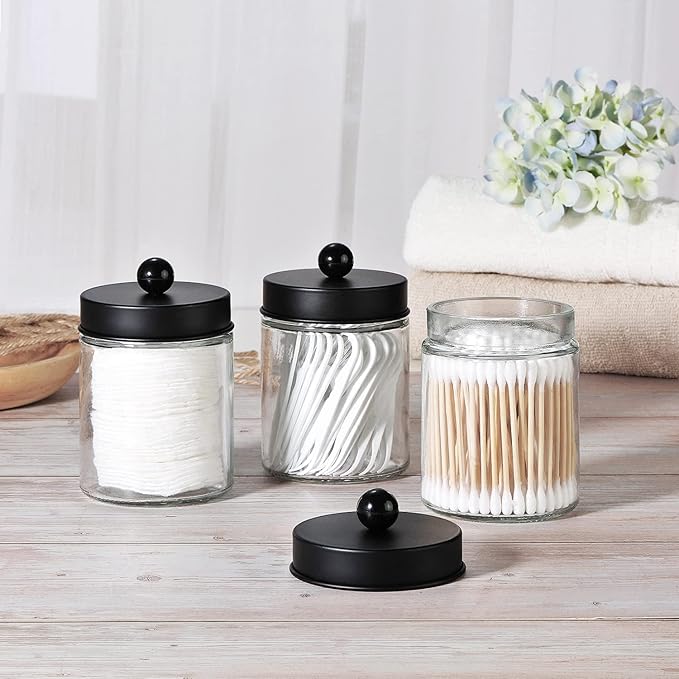 3 Pack Apothecary Jar Canisters Bathroom Vanity Organizer - Image 6