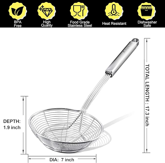 Anaeat Stainless Steel Spider Strainer Skimmer - Image 6