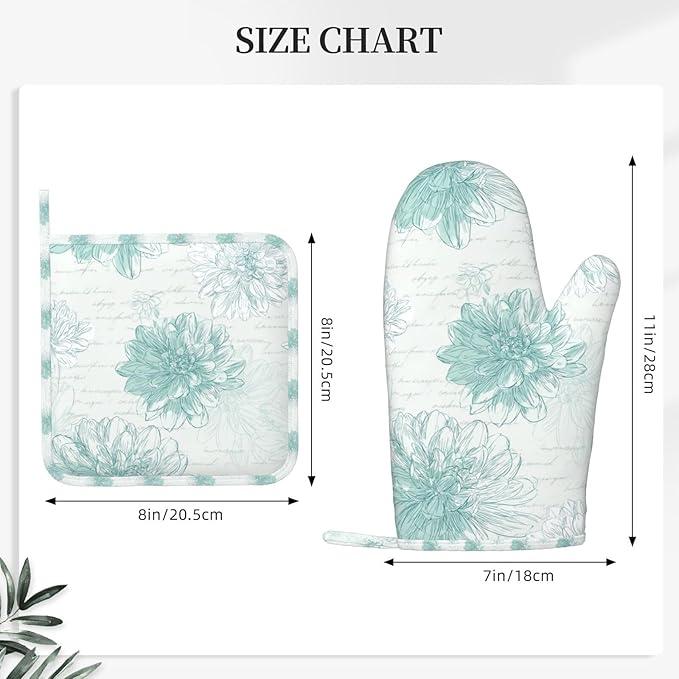 Oven Mitts and Pot Holders Dahlia Flower Pastel Vintage Silicone Kitchen - Image 3