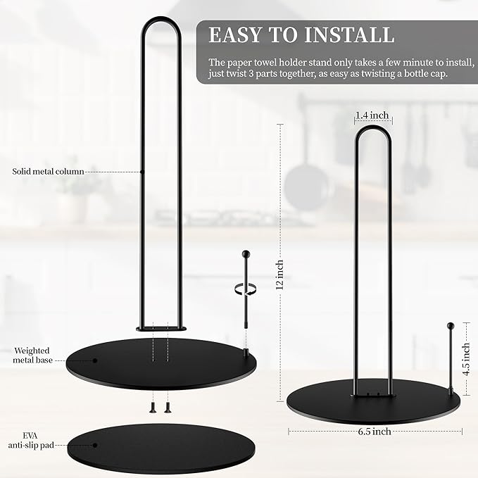 30Pack Paper Towel Holder, Bulk Black Paper Towel Holder Stand Countertop - Image 2