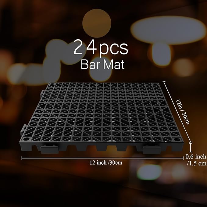 Tioncy 24 Pcs Bar Countertop Supplies Interlocking Mats 12 x 12 Inch Rubber - Image 2