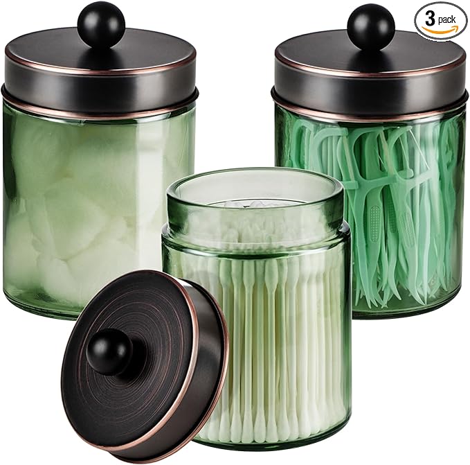 3 Pack Apothecary Jar Canisters Bathroom Vanity Organizer by Komashr