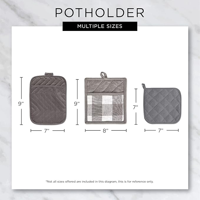 DII 100% Cotton Solid Chambray Kitchen Set, Potholders, Barn Red, 2 Piece - Image 9