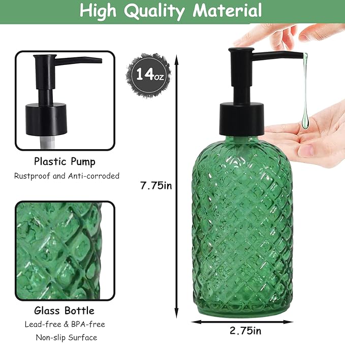 Green Glass Soap Dispenser - Image 2
