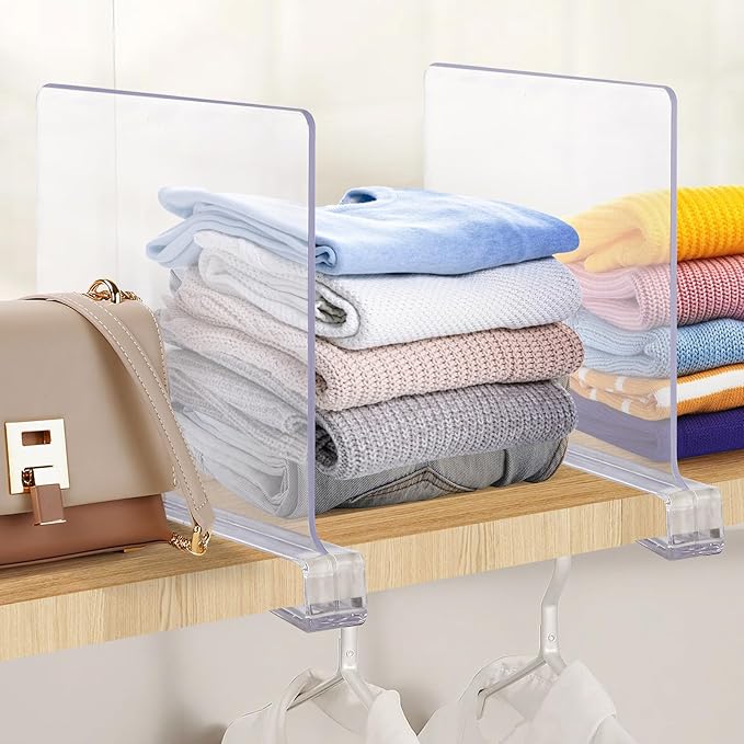 JOY DECOR 6 Pack Acrylic Clear Shelf Dividers - Image 7