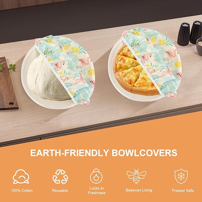 Reusable Bowl Covers for Bread Proofing（2 Large）- Cotton Beeswax Bowl Covers - Image 3