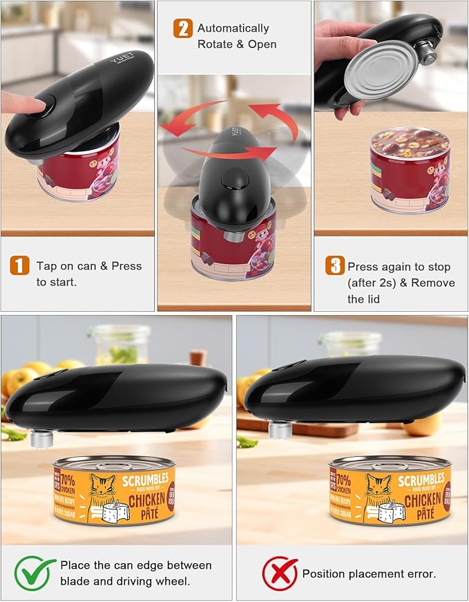YUET Electric Can Opener, Battery Powered Automatic One-Touch Can Opener - Image 4