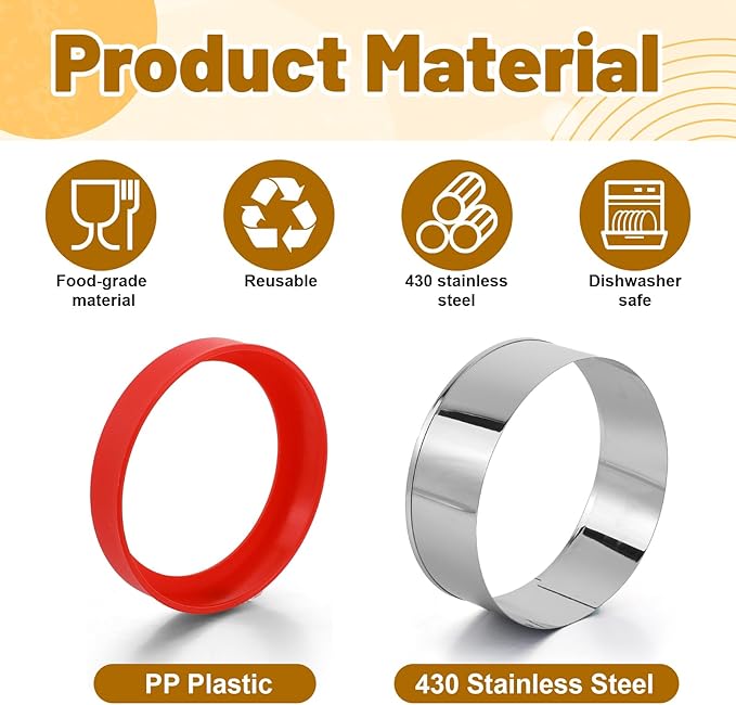 4 Pcs Round Cookie Cutter Set, Stainless Steel Circle Biscuit Cutters, 4 Sizes - Image 3