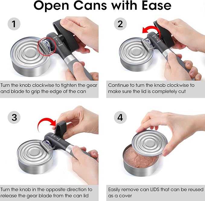 Beneno Can Opener, Manual Side Safe Cut Can Opener Smooth Edge - Image 7