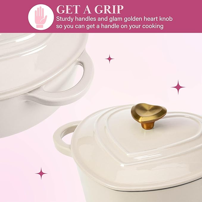 Paris Hilton Enameled Cast Iron Dutch Oven Heart-Shaped Pot - Image 5