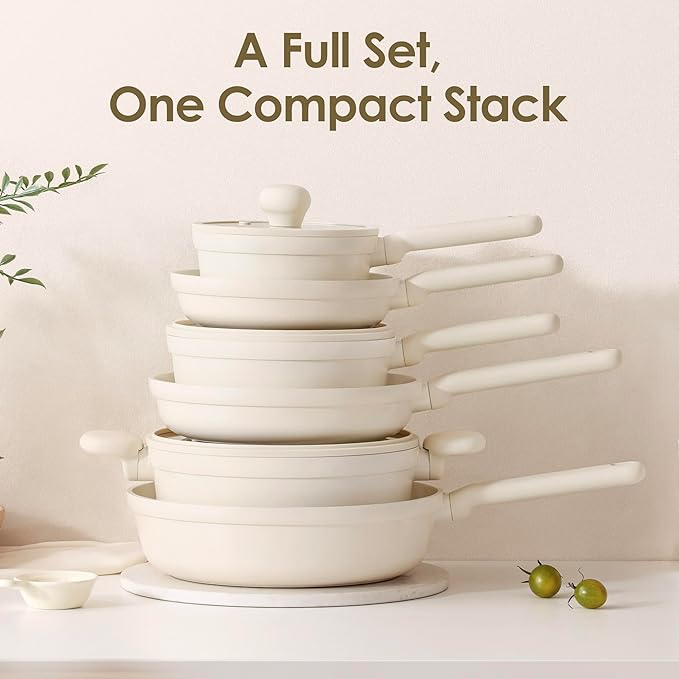 SENSARTE Ceramic Nonstick Pots and Pans Set 17pcs, Healthy Induction Cookware - Image 9