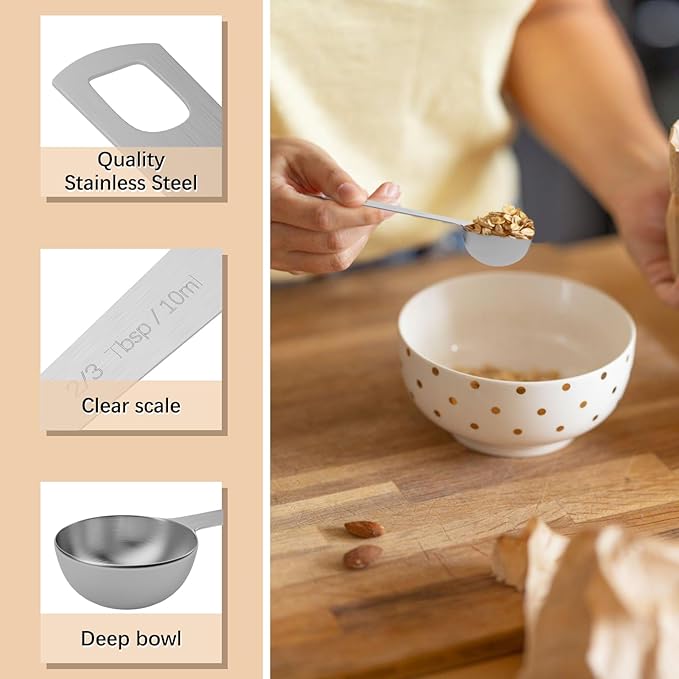2PCS 2/3tbsp Single Measuring Spoon, Stainless Steel Individual Teaspoons Only - Image 3