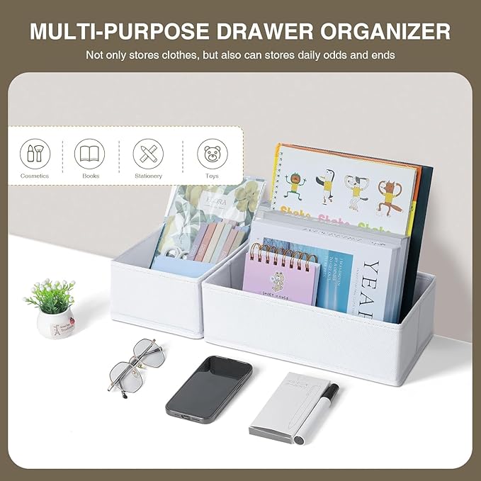DIMJ Drawer Organizer Clothes, 15 Pack Fabric Drawer Organizer Bins, Foldable - Image 4