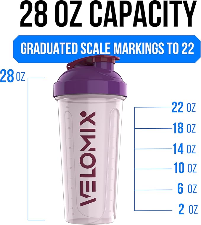 VELOMIX -2 Pack- 28 oz Protein Shaker Bottles - Image 4