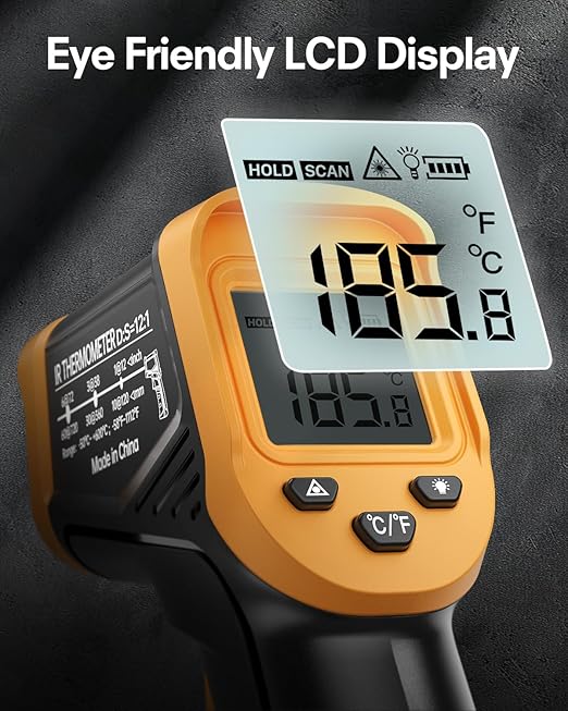 Eventek Infrared Thermometer Gun, -58°F to 1112°F Laser Thermometer Temperature - Image 3
