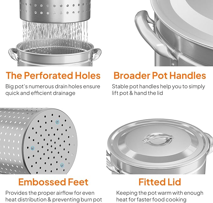 ROVSUN 62-Quart Stainless Steel Turkey Fryer & Seafood Boil Pot - Image 3