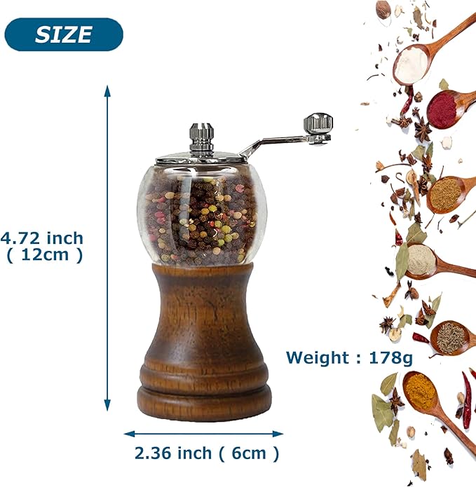 Salt and Pepper Grinder Set, Manual Pepper Grinder - Image 3
