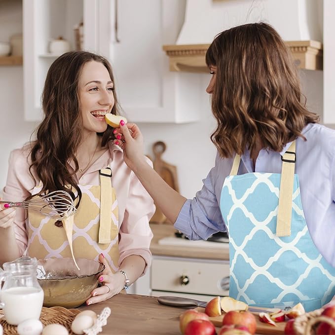2 Pieces Aprons for Women with Pockets, Cotton Linen Waterproof Kitchen Cooking - Image 3