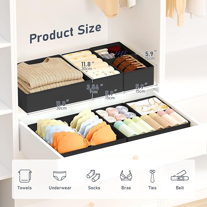DIMJ Drawer Organizer Clothes, Foldable Closet Organizers and Storage, Fabric - Image 2