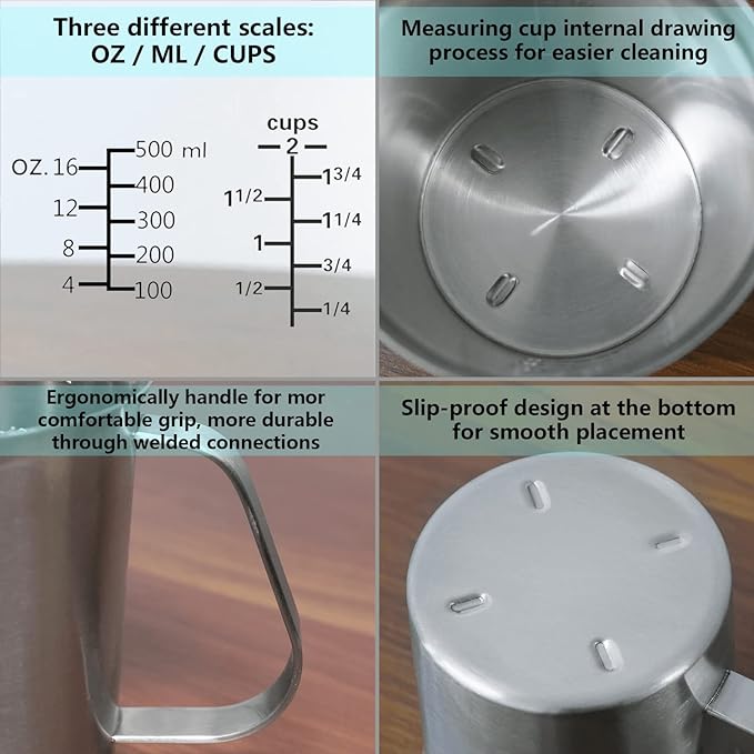 Newness Stainless Steel Measuring Cup, Metal Measuring Cup - Image 3