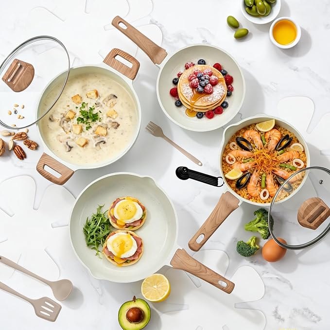 NEWBULIG 25-Piece Nonstick Cookware Set, Granite Pots and Pans - Image 7