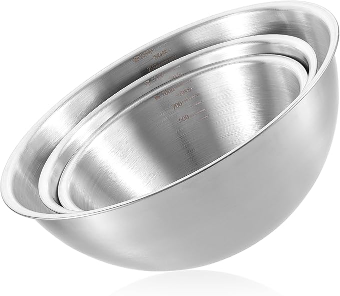 Stainless Steel Mixing Bowls 3 Packs Nesting Baking Supplies Small Thicker by Unknown
