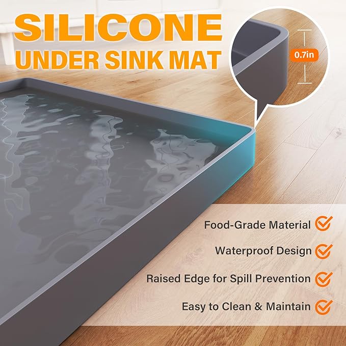 FLATO Waterproof Under Sink Mat 25" x 22" Shelf Liner - Image 2