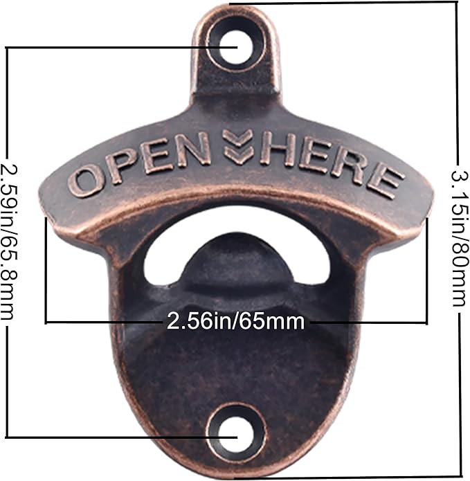 Old Style Wall Mounted Bottle Opener, Antique Copper Outdoor Beer Top Opener - Image 6