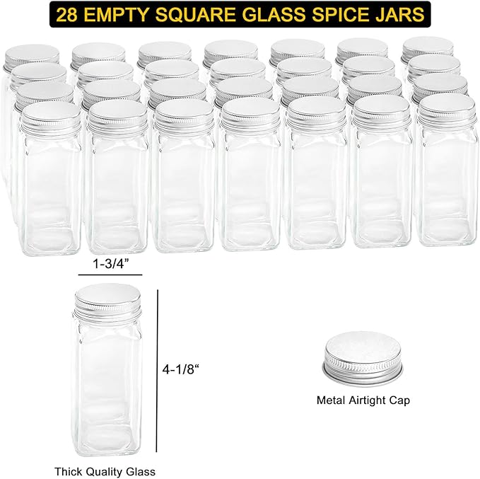 SpaceAid Spice Rack with 24 Spice Jars, 386 Spice Labels, Chalk Marker and - Image 4