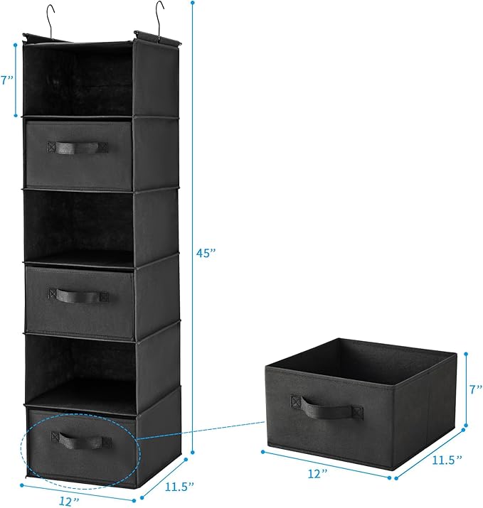 MAX Houser 6 Tier Shelf Hanging Closet Organizer, Closet Hanging Shelf - Image 3