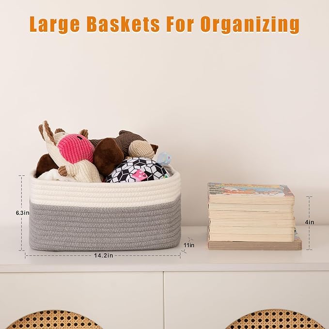 OIAHOMY 4 Pack Storage Baskets for Organizing, Small Bins for Shelves, Cute - Image 3