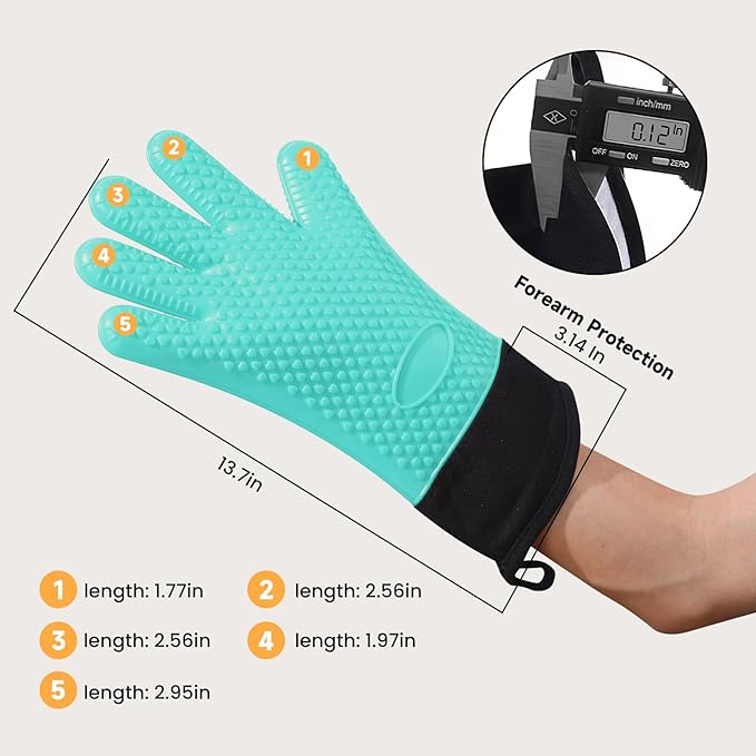 GEEKHOM BBQ Gloves Heat Resistant Oven Mitts - Image 8