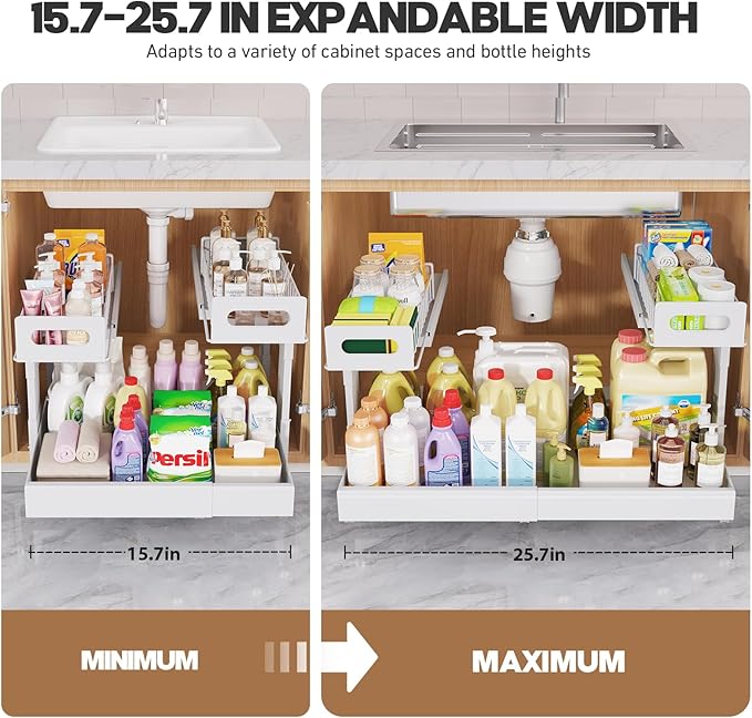 1 Pack-16"-26"W Expandable Under Sink Organizer - Image 7