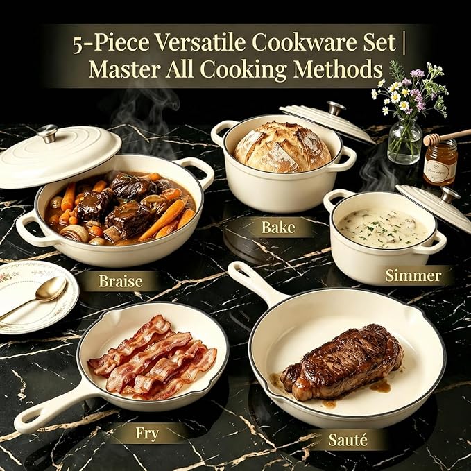 Nonstick Enameled Cast Iron Cookware Set - Image 4