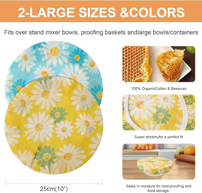 2Pcs Reusable Bowl Covers for Bread Proofing - Image 2