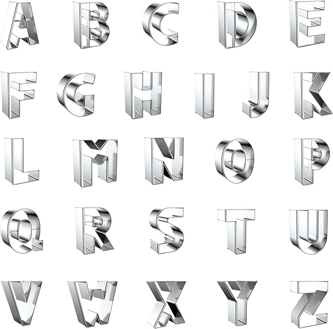 Letter Cookie Cutters Shapes Large 2 Inch by ZADECookieCutter
