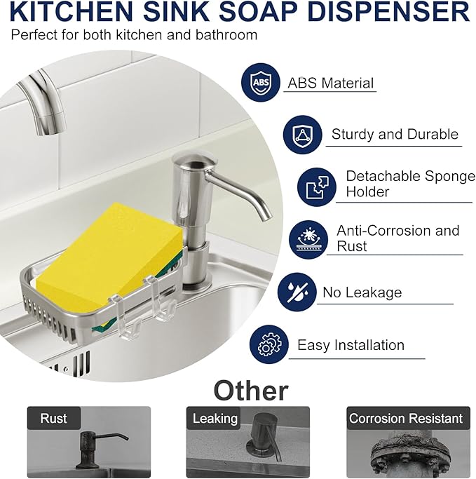 Soap Dispenser for Kitchen Sink, Built in Sink Soap Dispenser Pump - Image 4