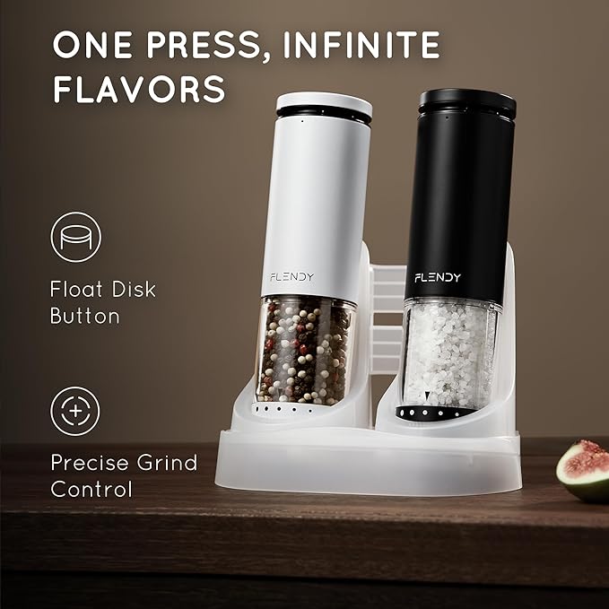 Flendy Electric Salt and Pepper Grinder Set Rechargeable, Automatic Salt and - Image 2